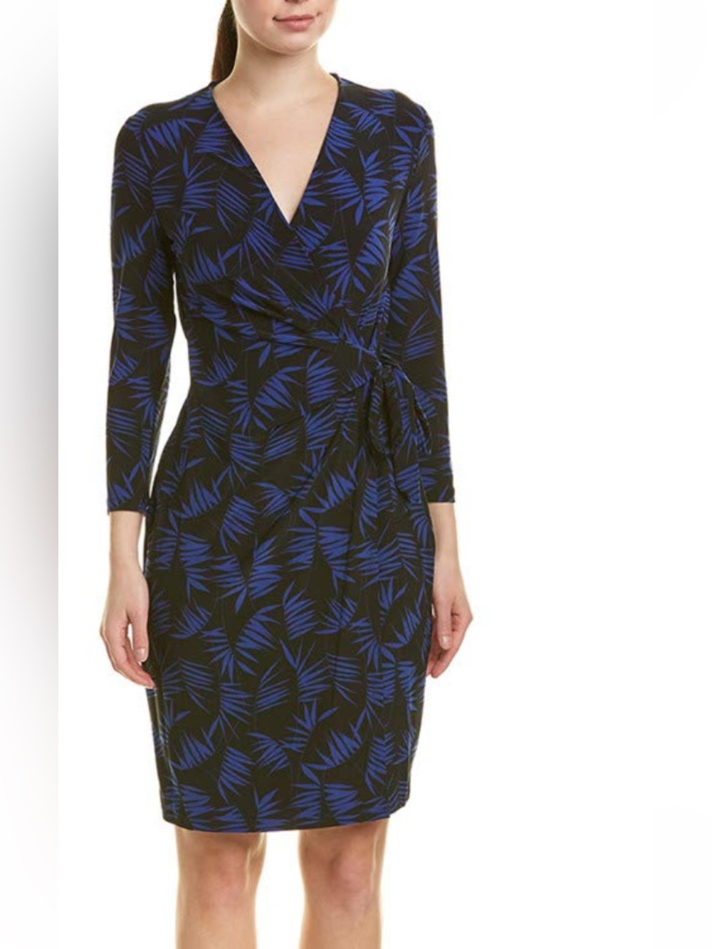 Anne Klein Faux Wrap Dress in Navy and Black Size XL
NWT